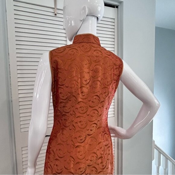 Gold Rust Brocade Qipao (Cheongsam) - Picture 7 of 15